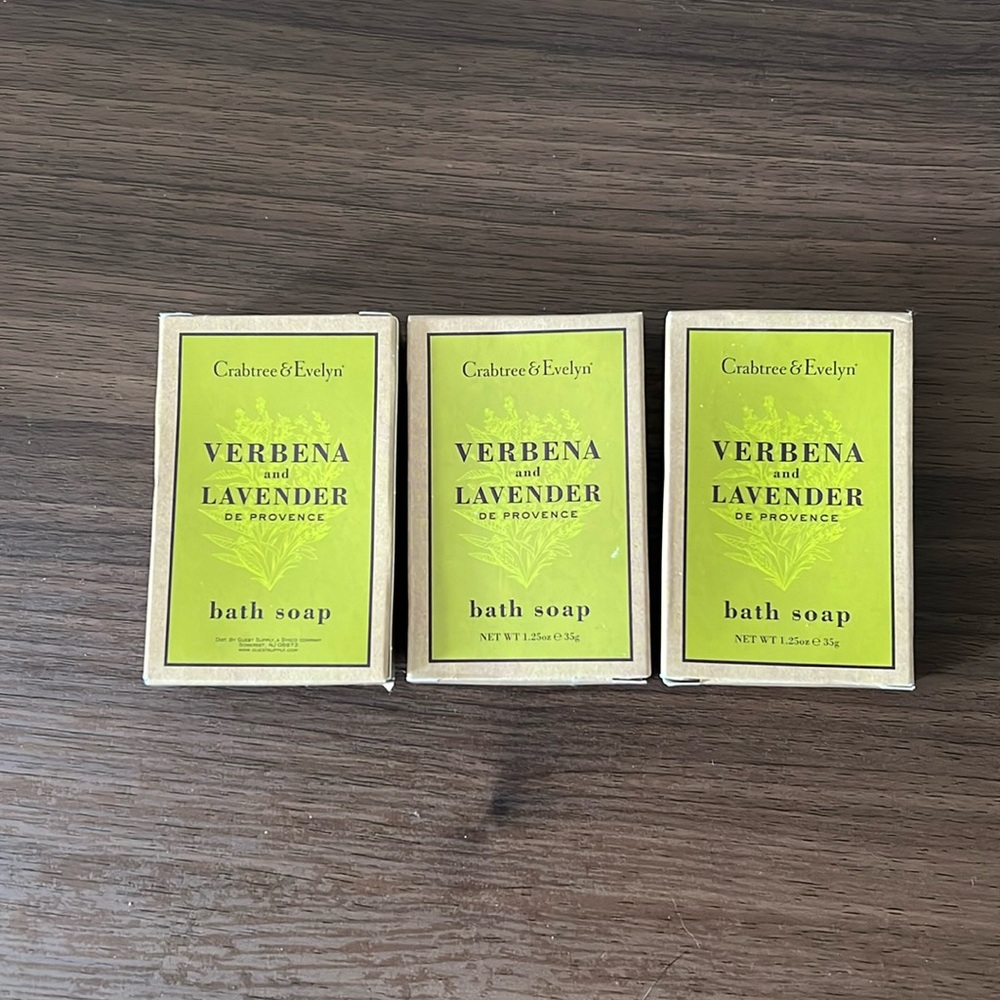 Lot of 3 Crabtree & Evelyn Vernena and Lavender 1.25oz bath soap New in Box